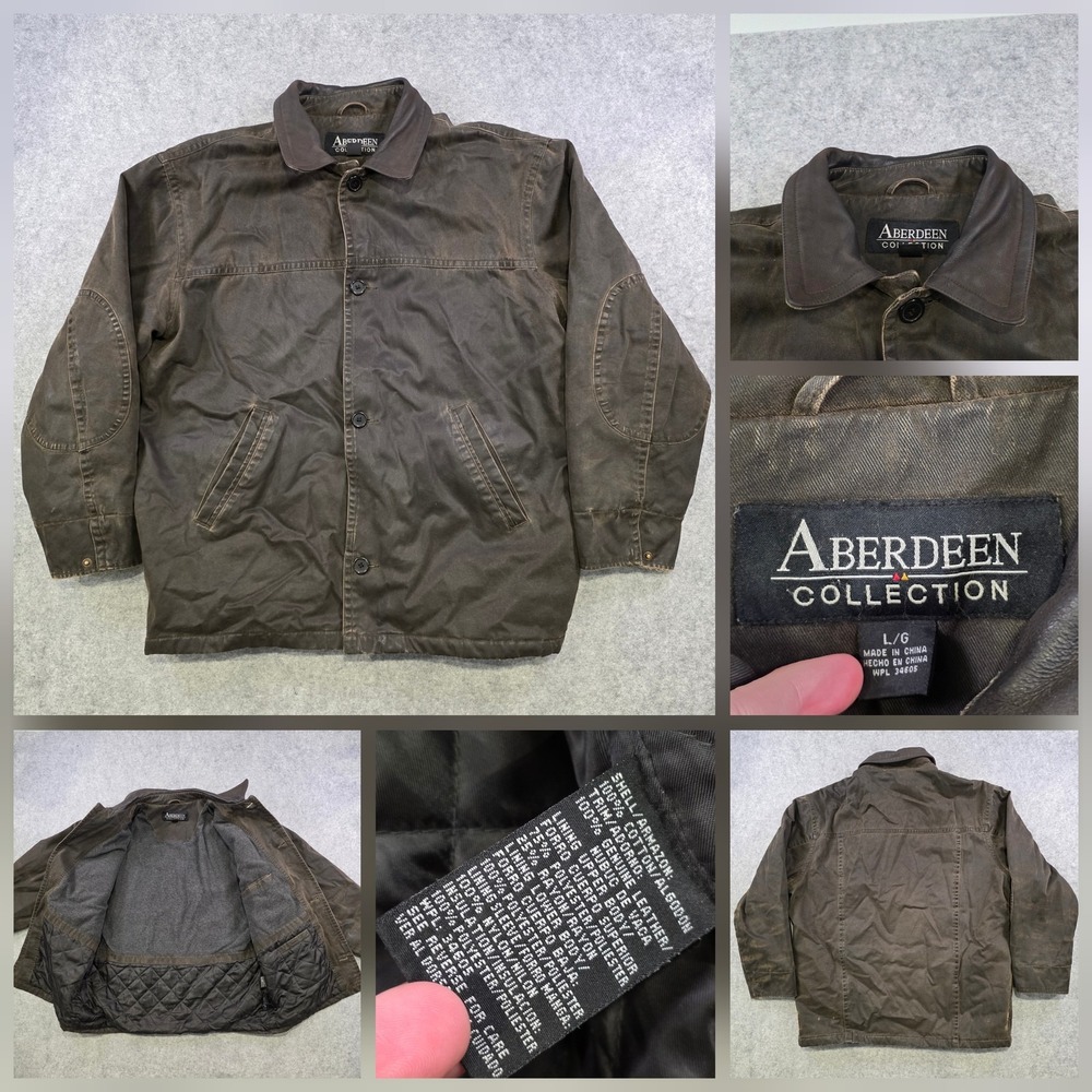 Aberdeen Collection Coat Mens Large Wax Brown Barn Jacket Quilted Lined